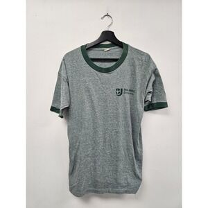 Vintage‎ Bob Jones University Shirt Mens Medium Gray Green Ringer College 80s